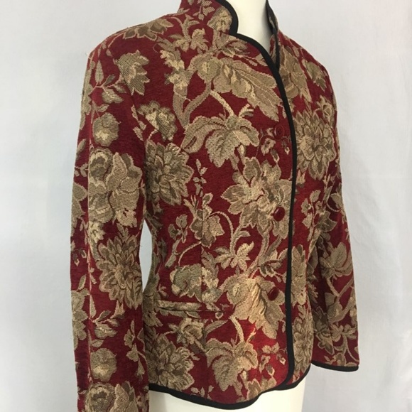 3/$30 Red & Gold Embroidered -  Fitted Blazer - Picture 1 of 5
